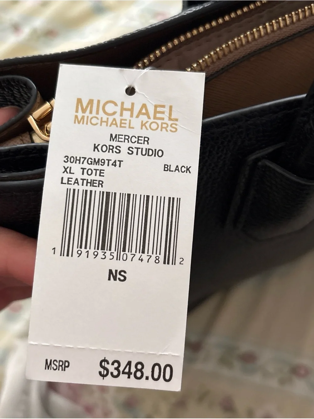 Michael Kors Black XL Leather Structured Tote - Picture 5 of 5